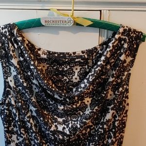 Nic+Zoe Sleeveless Cowlneck Black/Cream Dress